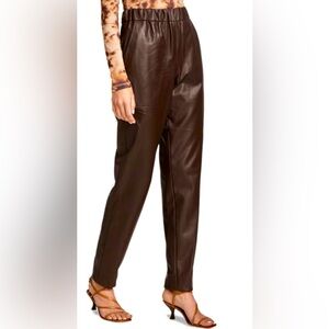 Tibi NWT Chocolate Brown Faux Leather Trousers